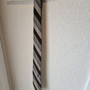 Towncraft Black and Beige Striped Tie